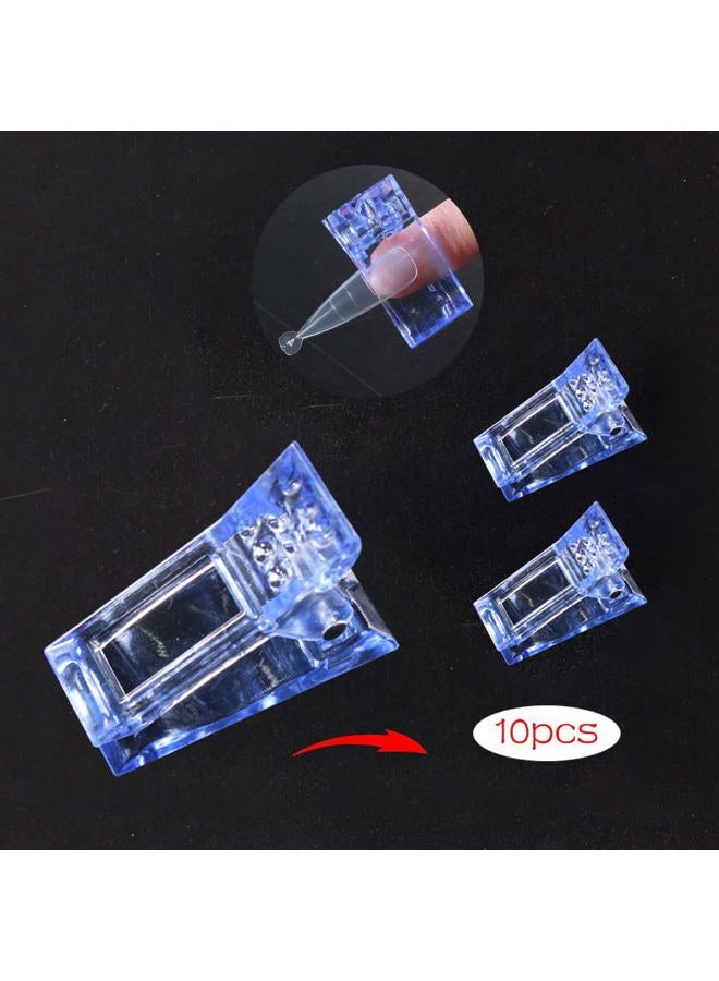 VNC 10Pcs Nail Tips Clip for Quick Building Polygel nail forms Nail clips for polygel Finger Nail Extension UV LED Builder Clamps Manicure Nail Art Tool Dark Blue Color - Image 2