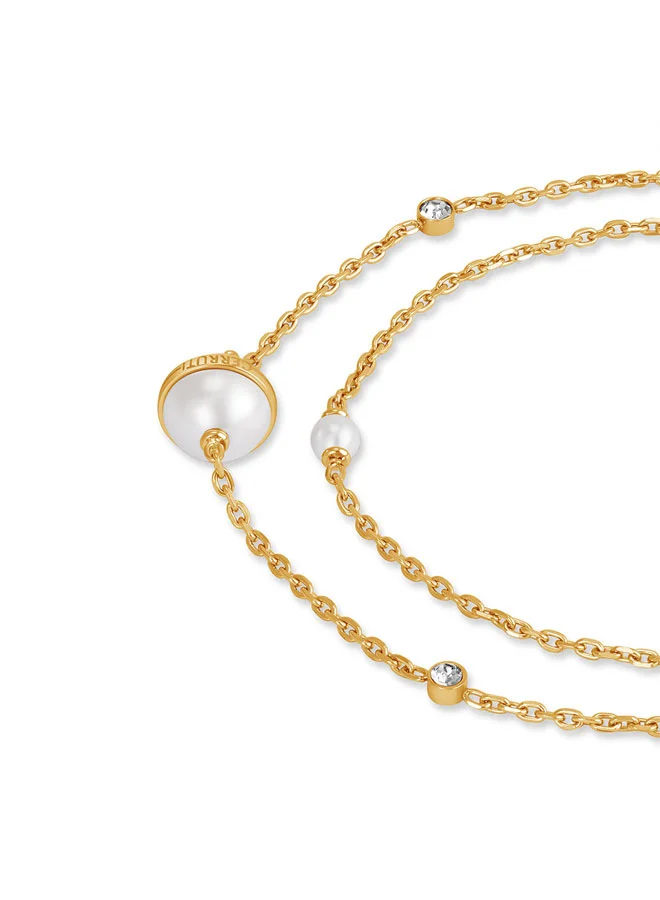 شيروتي 1881 Luciana Gold Double Layer Round White Stone Necklace