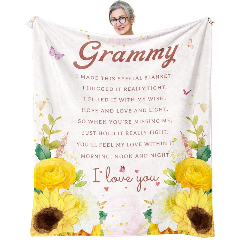 TOBUNKIEN Grammy Gift for Christmas Xmas Gifts for Grammy Grammy Gifts for Grandma Best Gifts for Grammy from Grandchildren Grammy Birthday Gift from Grandkids Throw Blanket 60X 50