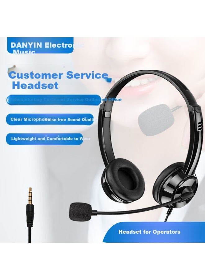 Danyin Dt326 Headphones, Over-ear Computer Headset, Business Office Call Center Telemarketing Headphones, Customer Service Earphone Recording Online Class English 3.5mm Single Plug Black - Image 1
