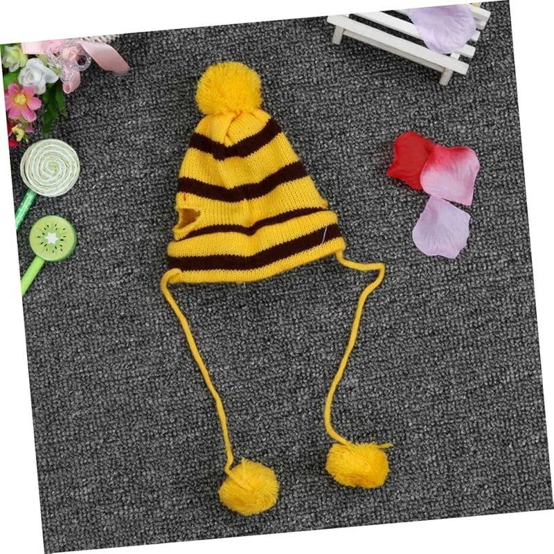 Yellow Knitted Dog Scarf And Hat Set Warm Pet Costume For Bulldog Photo Shoot Festival - Image 5
