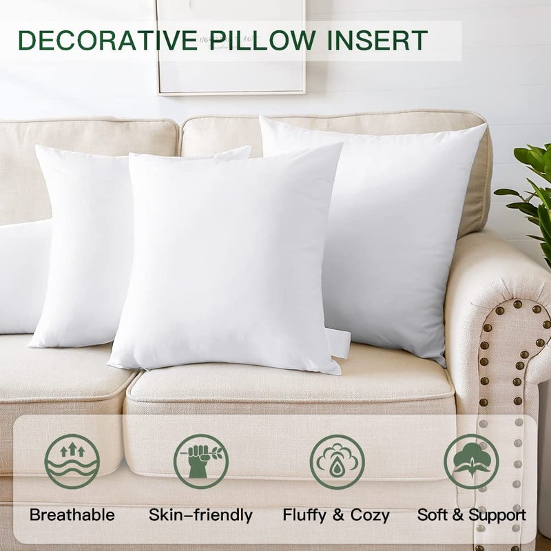 Otostar OTOSTAR Pack of 4 Throw Pillow Inserts  16 x 16 Square Cushion Inner Soft Fluffy Plump Stuffer Cushion Pads White Decorative Pillow Inserts  - Image 5