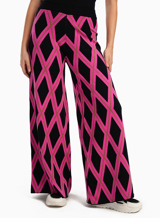Carina Argyle Pattern Wool Pants - Image 1