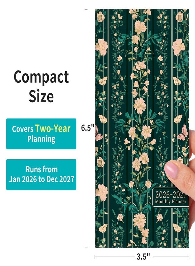 ZOTIA Pocket Calendar 2026-2027 for Purse, Two Year Monthly Planner Pocket Size 6.5" x 3.5", Jan 2026 - Dec 2027 Monthly Planner Small Calendar for School, Work and Home - Botanical Waltz - Image 3