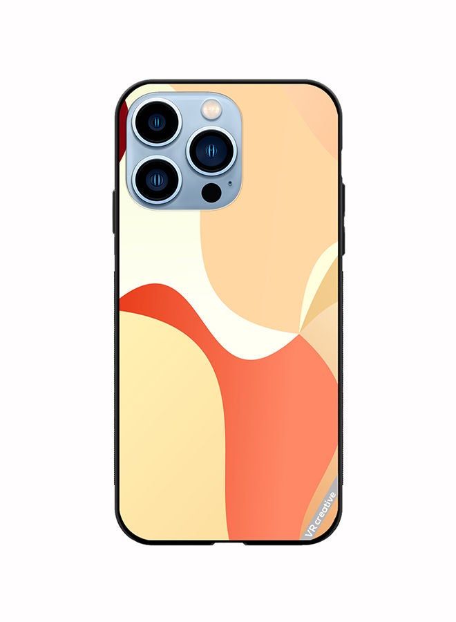 Protective Case Cover For Apple iPhone 14 Pro Max Light Orange Abstract Cambered Design Multicolour