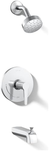 KOHLER KTS970744GCP Pitch Bath and Shower Trim Kit SingleFunction Showerhead Diverter Bath Spout and Faceplace with Handle 175 GPM Polished Chrome - Image 1