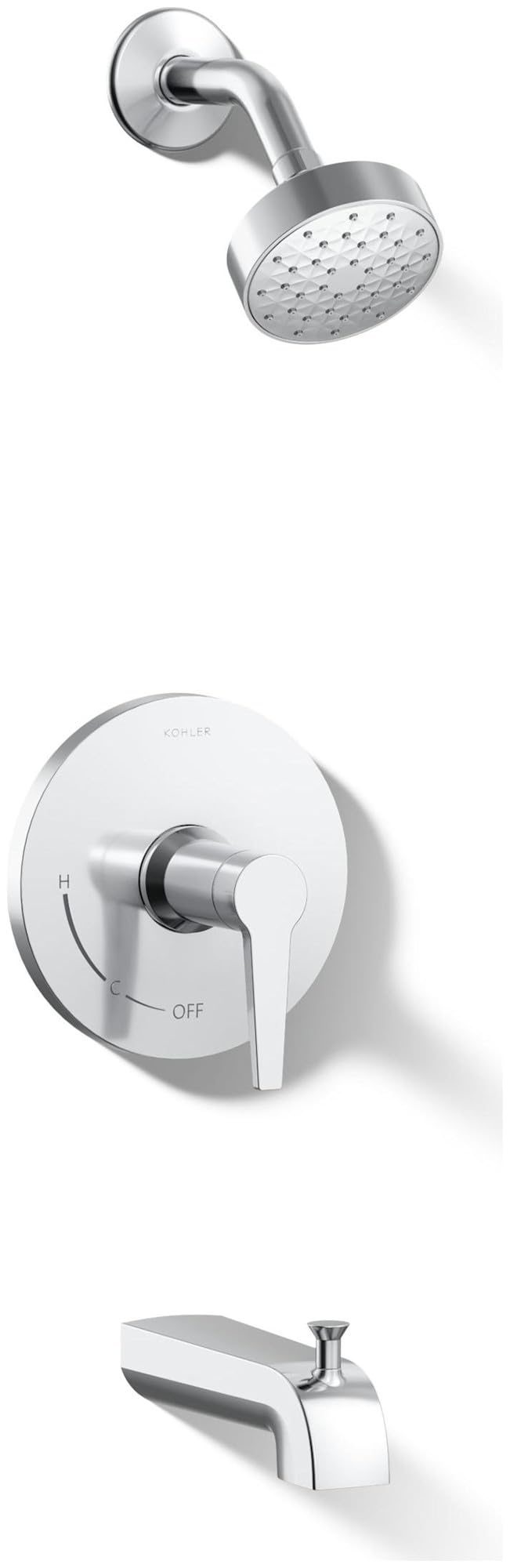KOHLER KTS970744GCP Pitch Bath and Shower Trim Kit SingleFunction Showerhead Diverter Bath Spout and Faceplace with Handle 175 GPM Polished Chrome - Image 2