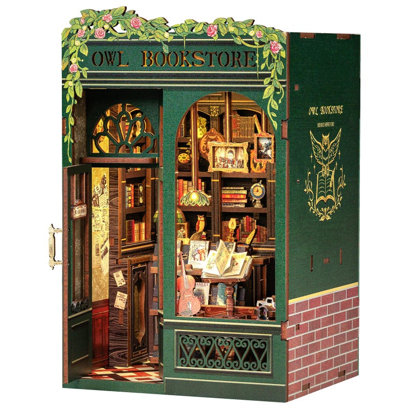 CUTEBEE Book Nook Kit DIY Miniature House Kit for Adults Teens and Beginners Dollhouse Booknook Library Tiny House Bookshelf Decor 3D Wooden Puzzle Gifts for Family Friends Owl Bookstore - Image 2