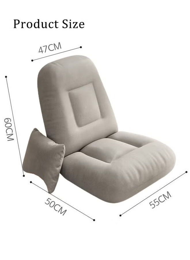 Generic - Folding Floor Game Chair Lounge Chair  Adjustable Floor Chair Lazy Sofa with Back Support Gray Lazy Sofa with Adjustable Backrest Support Pillow  Used for Reading Sleep - Image 1