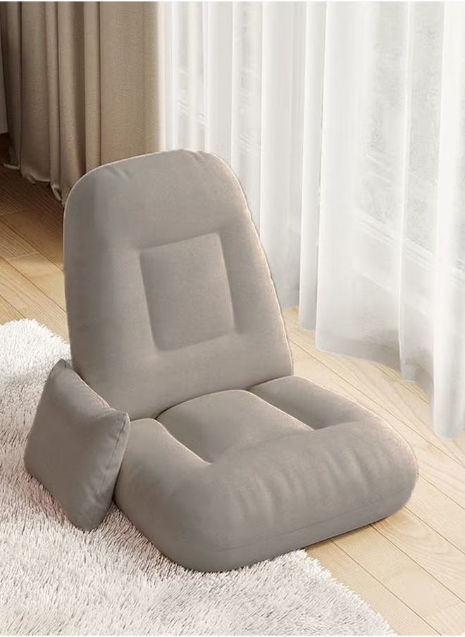 Generic - Folding Floor Game Chair Lounge Chair  Adjustable Floor Chair Lazy Sofa with Back Support Gray Lazy Sofa with Adjustable Backrest Support Pillow  Used for Reading Sleep - Image 1