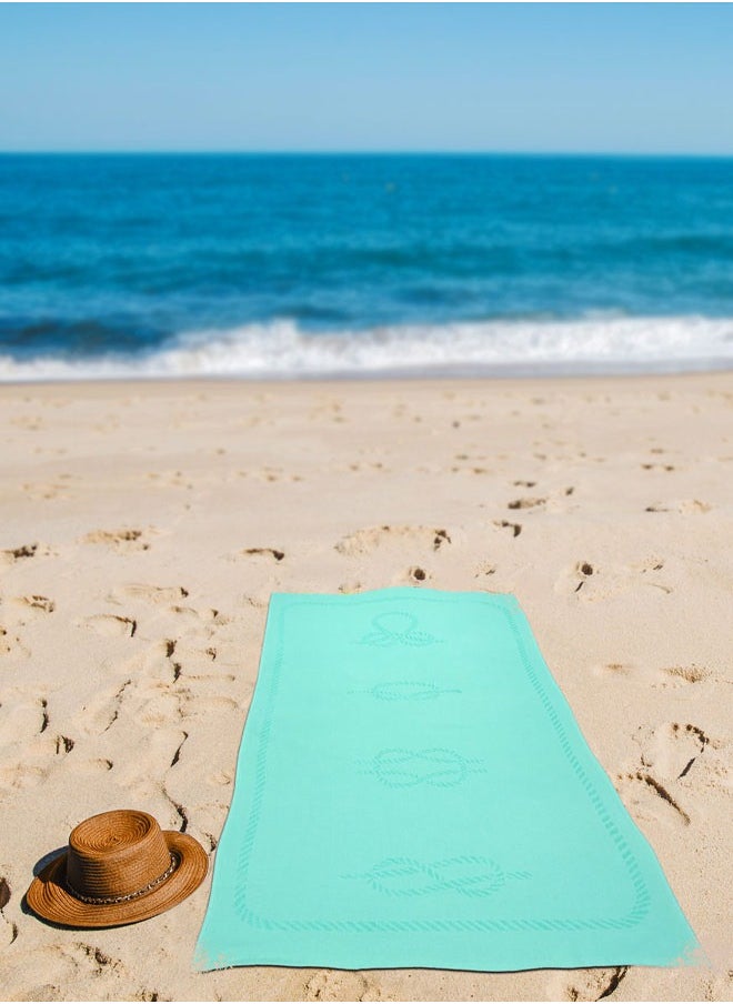 Anemoss Large Size Beach Towel, 100% Turkish Cotton, Sailor Knot Design, Mint Green, High Absorbent, Soft Towel, 70x140cm  - Image 5
