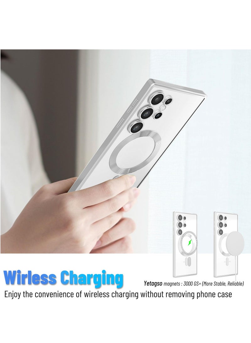 YJS Galaxy S24 Ultra Magnetic Case Compatible with Magsafe Support Wireless Charging Camera Protection Shiny Plating Anti Scratch Slim Thin Protective Case Cover for Samsung Galaxy S24 Ultra - Image 5