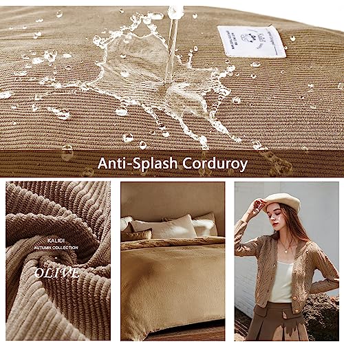 KALIDI Corduroy Tote Bag, Zipper Messenger Bag Shoulder Hobo Anti Splash Crossbody Bag Casual Work Shopping Women Khaki - Image 3