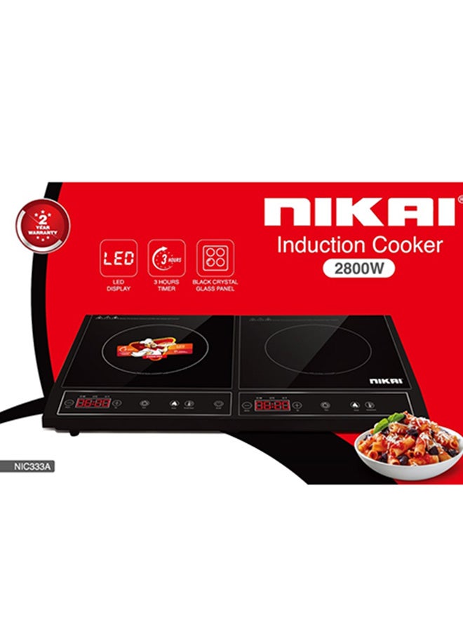 NIKAI Double Induction Cooker With 4 Digital LED Display And 3 Hours Timer 2800 W NIC333A Black - Image 2