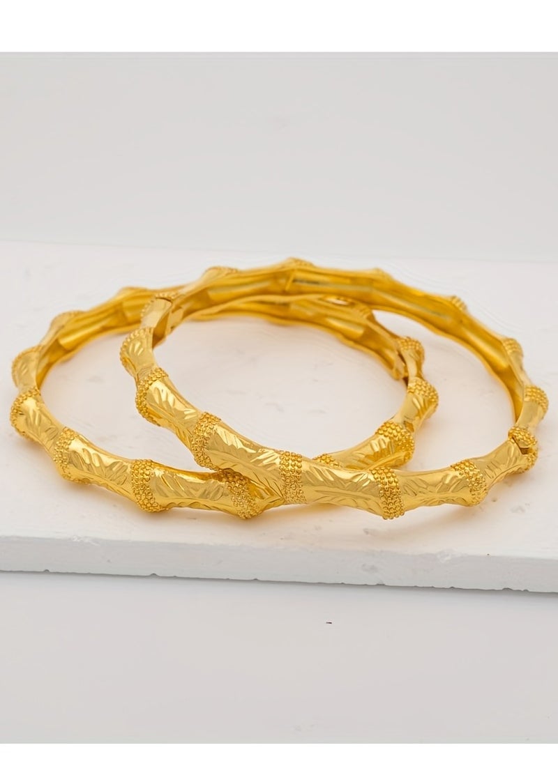 FASHION Bamboo Diagonal Print Bracelet, Exquisite Environmentally Friendly Copper Ladies Fashion Bracelet  - Image 5