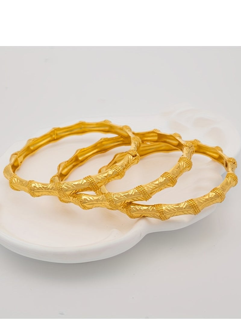 FASHION Bamboo Diagonal Print Bracelet, Exquisite Environmentally Friendly Copper Ladies Fashion Bracelet  - Image 4
