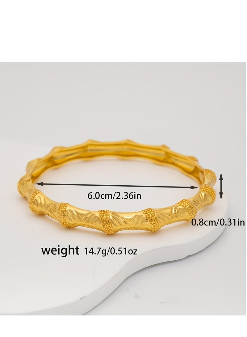 FASHION Bamboo Diagonal Print Bracelet, Exquisite Environmentally Friendly Copper Ladies Fashion Bracelet  - Image 2