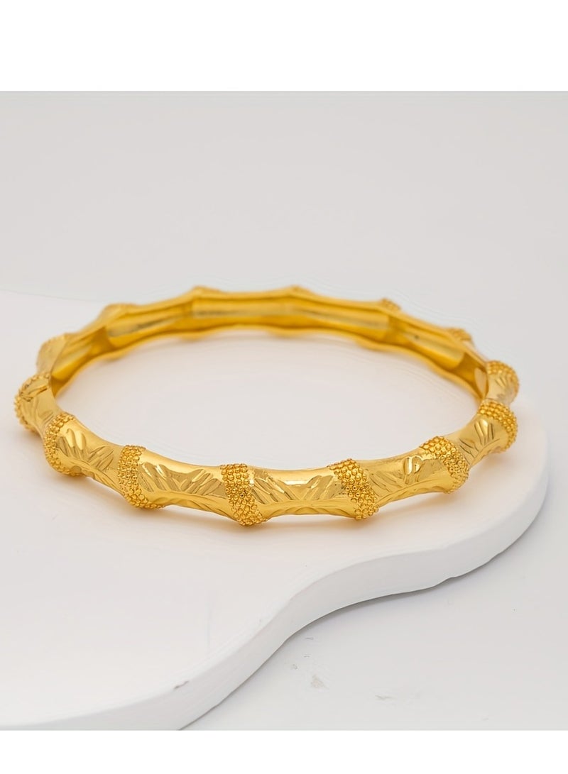 FASHION Bamboo Diagonal Print Bracelet, Exquisite Environmentally Friendly Copper Ladies Fashion Bracelet  - Image 1