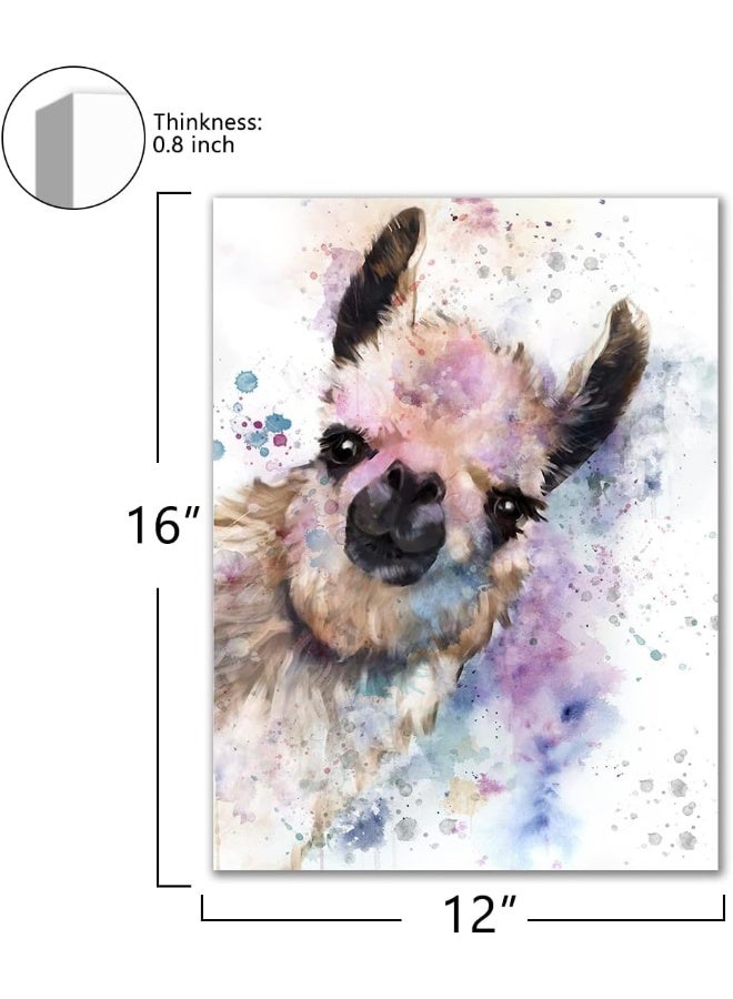 EMODA Cute Alpaca Portrait Wall Art – Framed Canvas Print 12x16 Inch – Adorable Animal Artwork for Bedroom, Living Room & Home Decor - Image 2