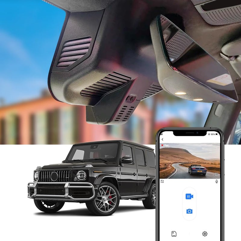 Fitcamx 4K Dash Cam Suitable for MercedesBenz GClass 20192024 G550 HD26166 with 10 Vents W463 OEM Look UHD 2160P Video Loop Recording Builtin WiFi APP GSensor Plug Play 64GB Card - Image 2