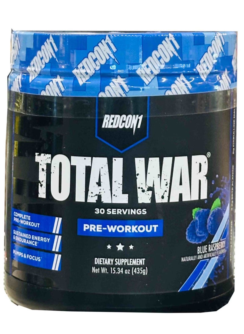 Total War Pre-Workout Energy & Focus Supplement - Blue Raspberry Flavor - High Performance & Endurance