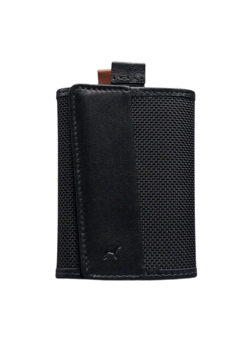 The Frenchie Co. Speed Wallet Mini | Ultra Slim Front Pocket Wallet for Men & Women | RFID Blocking Quick-Access Card Holder with Pull Tab | Ballistic Nylon with Full-Grain Italian Leather Minimalist Design | Holds up to 14 Cards & Cash (Black) - Image 1