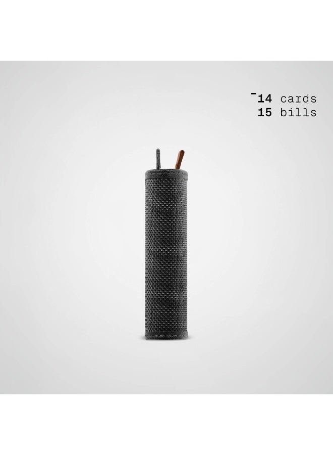 The Frenchie Co. Speed Wallet Mini | Ultra Slim Front Pocket Wallet for Men & Women | RFID Blocking Quick-Access Card Holder with Pull Tab | Ballistic Nylon with Full-Grain Italian Leather Minimalist Design | Holds up to 14 Cards & Cash (Black) - Image 3