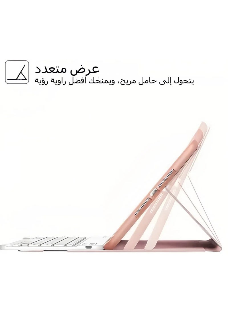 جنرال غلاف لوحة مفاتيح باللغتين العربية والإنجليزية متوافق مع تاب إم 10 بلس 10.3 بوصة، غلاف من الجلد الصناعي الرفيع مع لوحة مفاتيح لاسلكية بلوتوث قابلة للفصل، ووضع السكون/الاستيقاظ التلقائي.  - Image 4