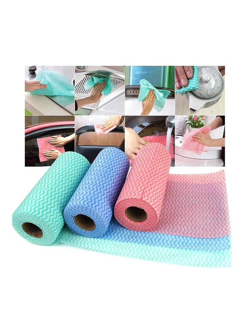 Marrkhor Pack of 3 50Pcs Roll Environment Friendly Disposable Cloth Kitchen Cleaning Non-Woven Fabric Dish Towel Cloth Kitchen Cleaning - Image 2