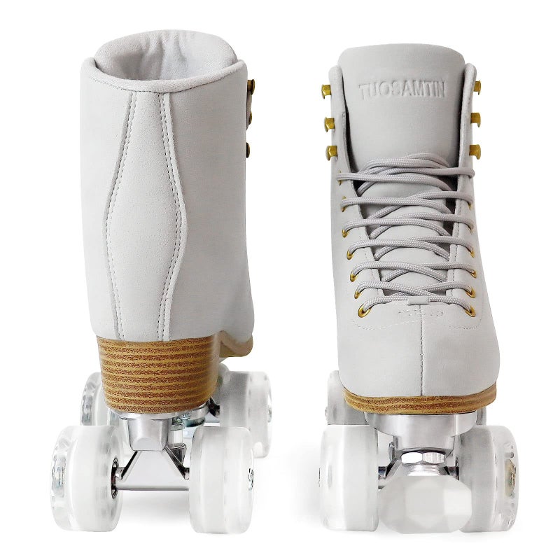 TUOSAMTIN Roller Skates for Women or Men with Height Adjustable Rubber Stoppers Retro Suede Quad Roller Skates for Outdoor and Indoor - Image 4