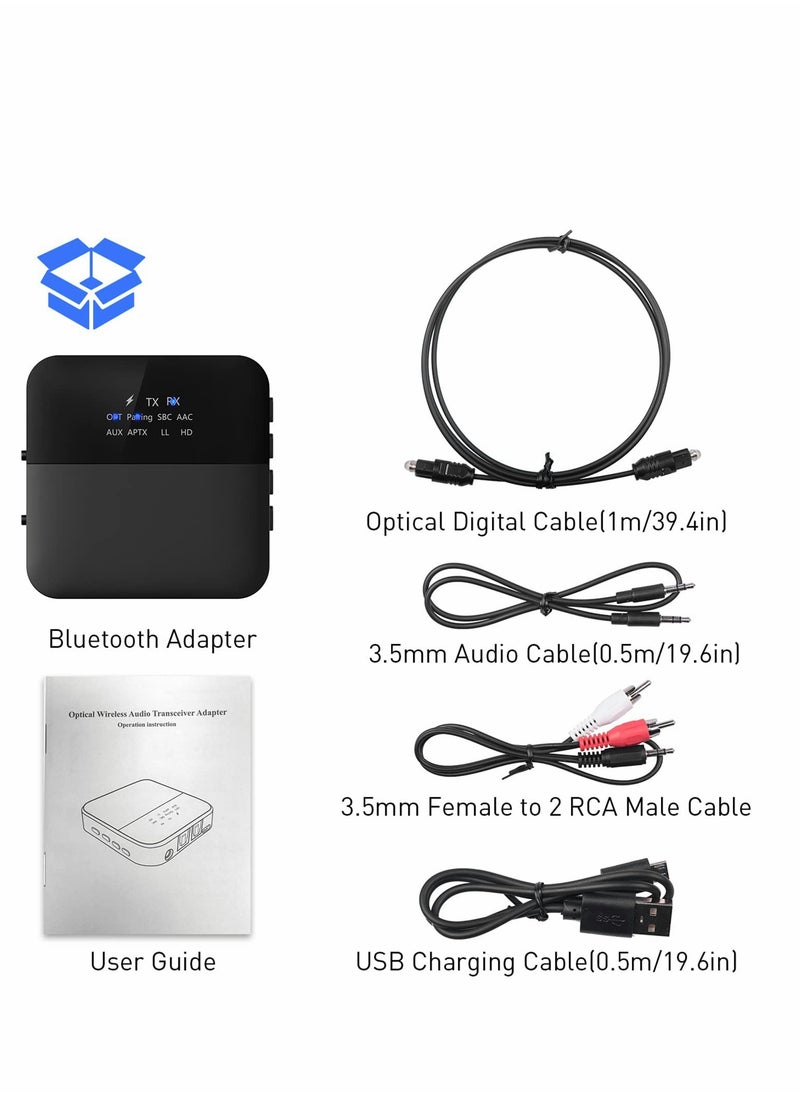 SYOSI - Bluetooth 5.0 Transmitter Receiver, Bluetooth Audio Adapter Digital Optical 3.5mm Audio Cable for TV/Home Stereo System Low Latency,HD - Image 1