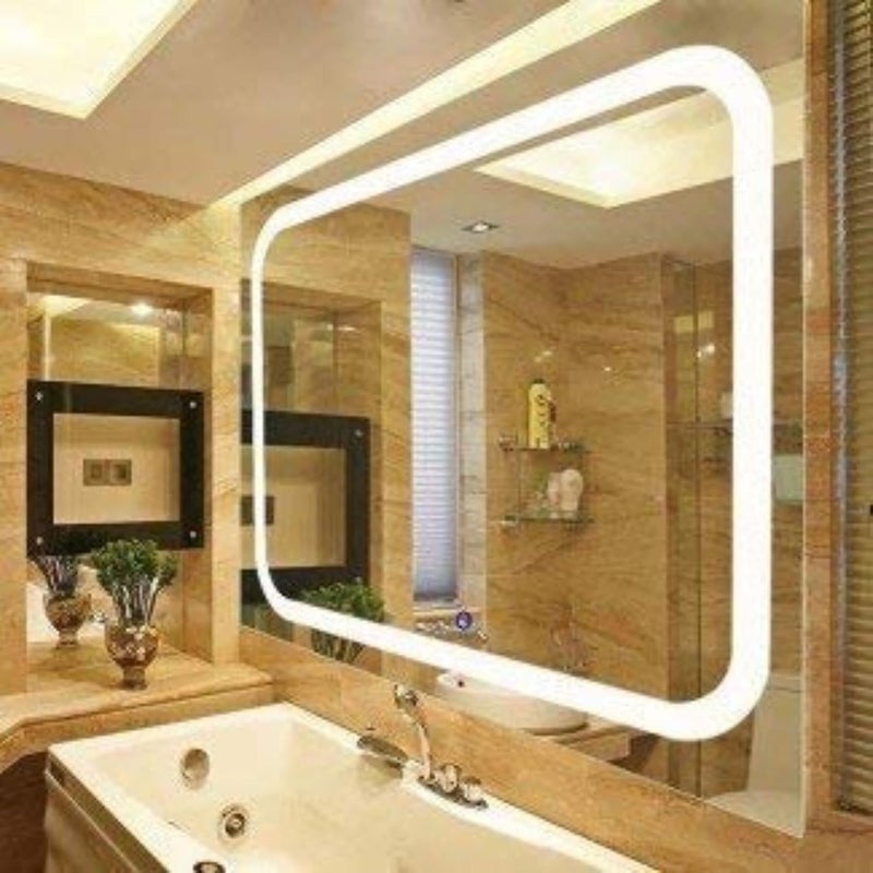 PRINCE ART Led Mirror Glass Multi Shape Bathroom Wall Full Size Length Home Decor Light Mirror For Bedroom Living Room Dressing Room Hall Wash Basin Makeup Room Size 24X24 Inch Az15 - Image 1