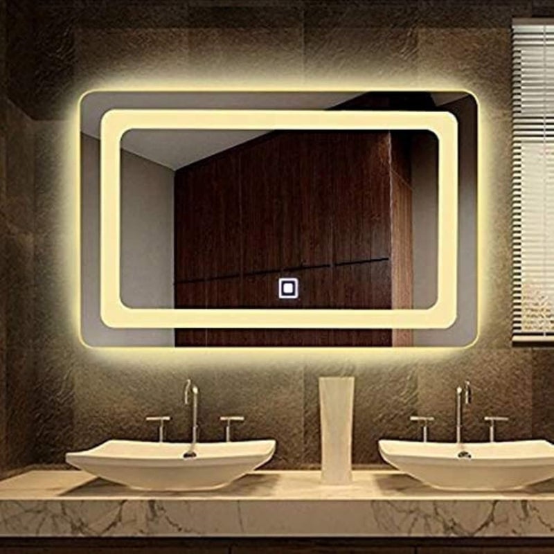 PRINCE ART Led Mirror Glass Multi Shape Bathroom Wall Full Size Length Home Decor Light Mirror For Bedroom Living Room Dressing Room Hall Wash Basin Makeup Room Size 24X24 Inch Az15 - Image 2