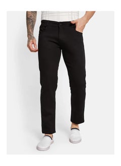 OCTAVE Men's plain mid-rise regular fit denim jeans,Black  - Image 2