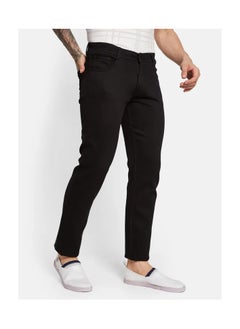 OCTAVE Men's plain mid-rise regular fit denim jeans,Black  - Image 3