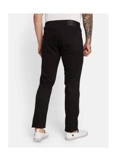 OCTAVE Men's plain mid-rise regular fit denim jeans,Black  - Image 4