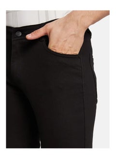 OCTAVE Men's plain mid-rise regular fit denim jeans,Black  - Image 5