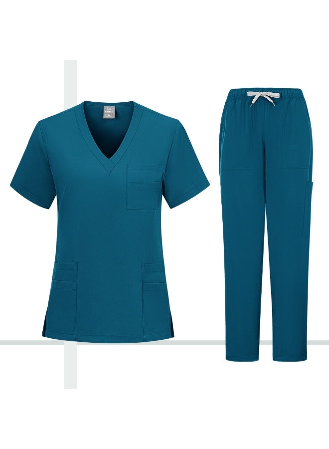 Loquat Womens Medical Scrubs Set Medical Uniform Set Azure Blue - Image 1