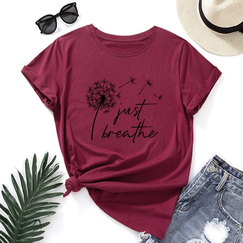wish women's printed loose round neck short sleeve T-shirt - Image 1