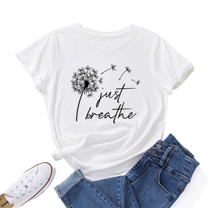 wish women's printed loose round neck short sleeve T-shirt - Image 4