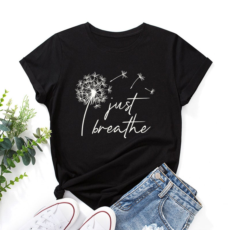 wish women's printed loose round neck short sleeve T-shirt - Image 2