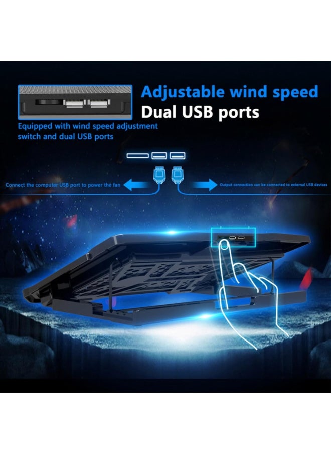 M MIAOYAN Laptop Cooling Pad - Laptop Cooler with 6 Quiet Fans Gaming Fan Stable Stand 2 USB Port  - Image 5