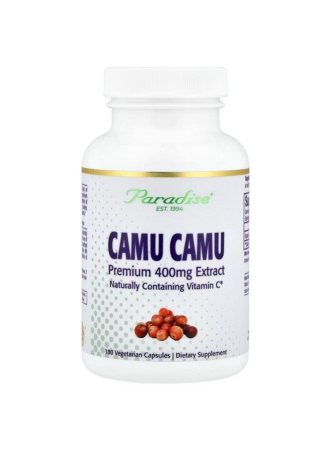 Paradise Herbs أعشاب الجنة، مستخلص كامو كامو العضوي، 400 ملغ، غني بفيتامين C، نقي وفعال، خالي من الغلوتين، غير معدّل وراثيًا، نباتي، 180 كبسولة نباتية - Image 1