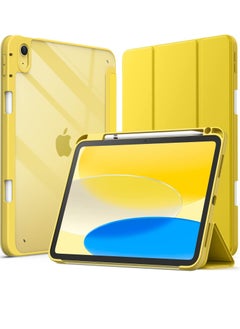 Jetech Case for iPad 10 10th Generation with Pencil Holder Clear Transparent Back Shell Slim Stand Shockproof Tablet Cover Auto Wake Sleep Yellow  - Image 1