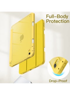 Jetech Case for iPad 10 10th Generation with Pencil Holder Clear Transparent Back Shell Slim Stand Shockproof Tablet Cover Auto Wake Sleep Yellow  - Image 3