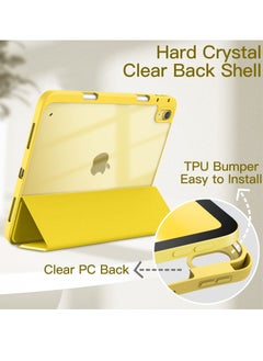 Jetech Case for iPad 10 10th Generation with Pencil Holder Clear Transparent Back Shell Slim Stand Shockproof Tablet Cover Auto Wake Sleep Yellow  - Image 5