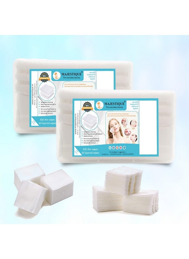 MAJESTIQUE Majestique Makeup Removing Cotton Wipes with Soft Touch for Eye, Face Cleansing Tissues, Pure Cotton Pad, Multifunctional, Cotton Pads for Face Toner - 460 Count / 2 Box  - Image 1