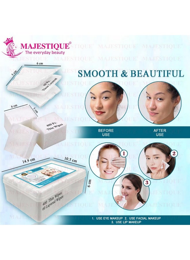 MAJESTIQUE Majestique Makeup Removing Cotton Wipes with Soft Touch for Eye, Face Cleansing Tissues, Pure Cotton Pad, Multifunctional, Cotton Pads for Face Toner - 460 Count / 2 Box  - Image 3