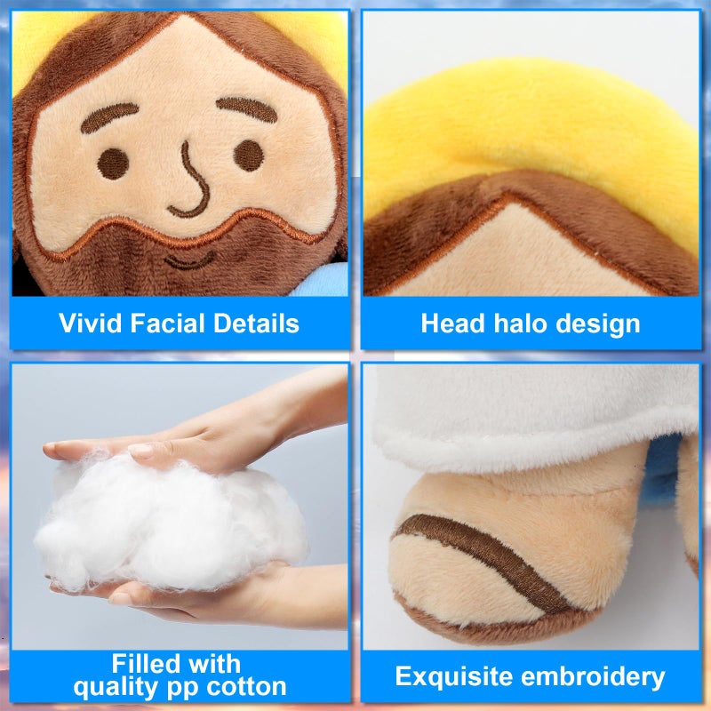 Yelakey 13" Jesus Plush Brown Jesus Stuffed Doll Christian Plushie Doll for Easter Christmas Church Religious Gifts for Kids Adults (brownblue) - Image 3