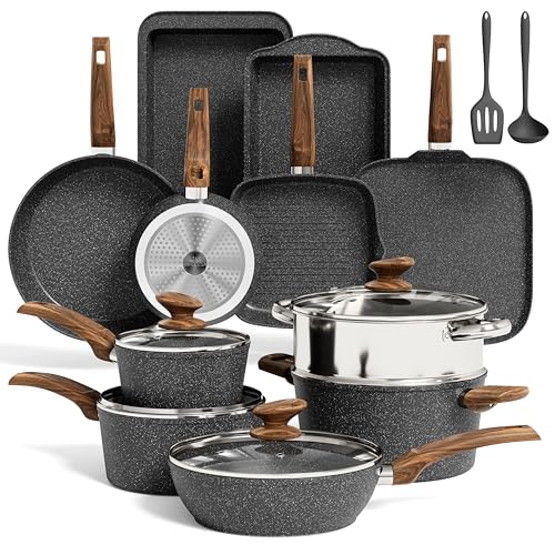 MAISON ARTS Pots and Pans Set Non Stick, 30 Piece Kitchen Cookware & Bakeware Sets with Granite Coating, Pots and Pans Sets for Cooking Nonstick, Green - Image 1